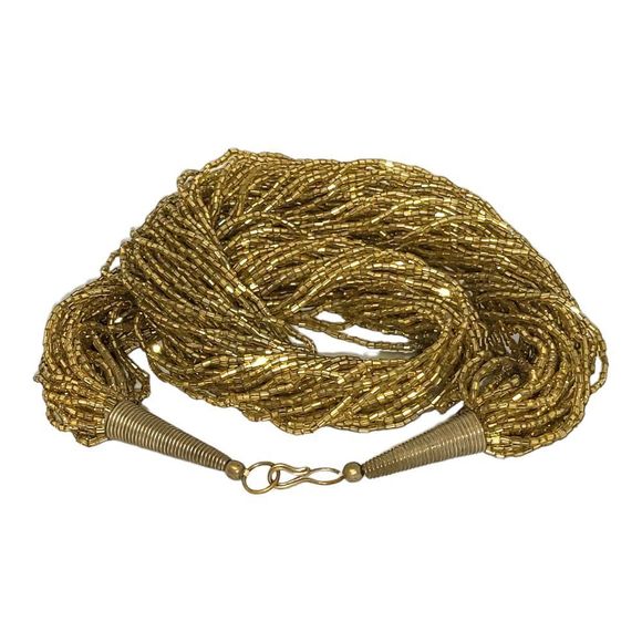 Vintage Twisted Gold Bead Multi-strand Necklace 20" - Picture 5 of 7